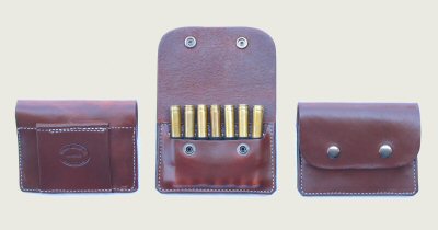 brown Leathern cartridge wallet for 3 large 4 shells 8 small cartridges 